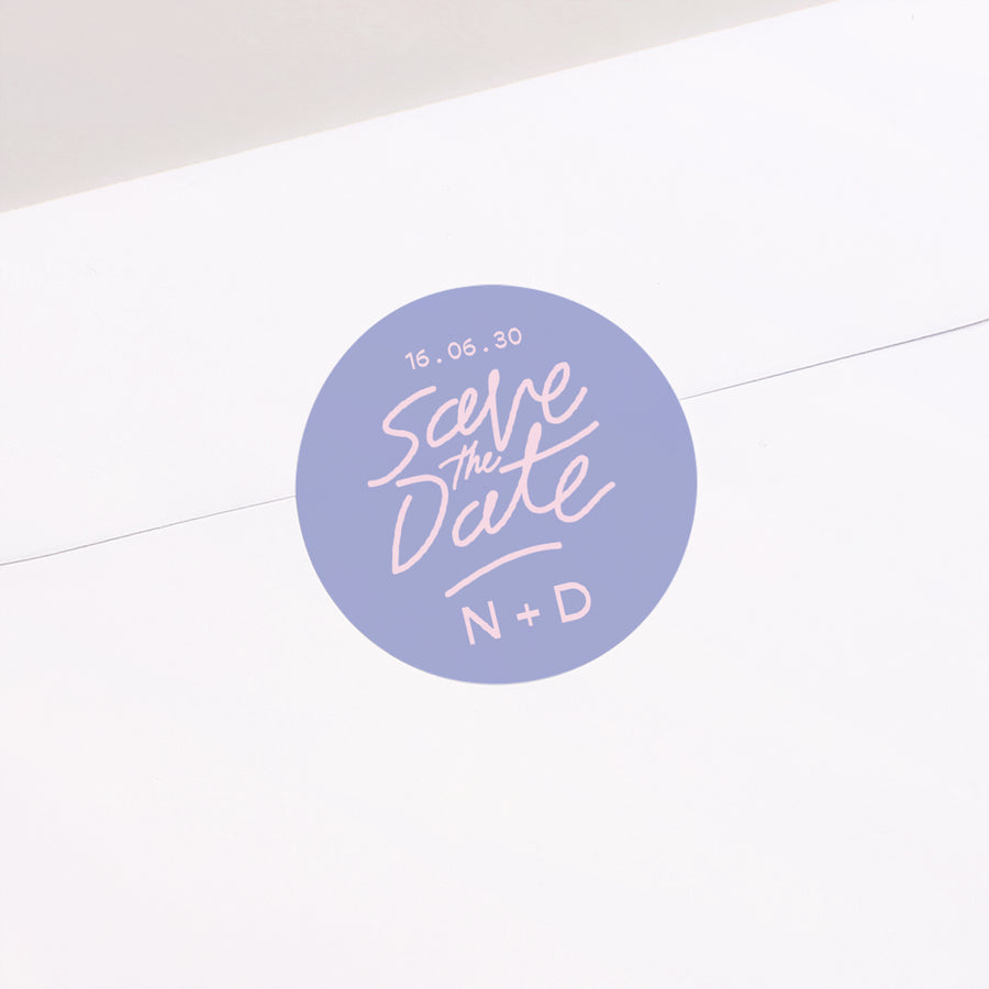 Sticker Huwelijk Cirkel Liefde in jaren tachtig blauw foto