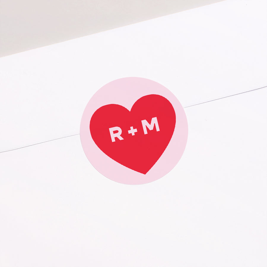 Sticker Huwelijk Cirkel Red de bekende datum. foto