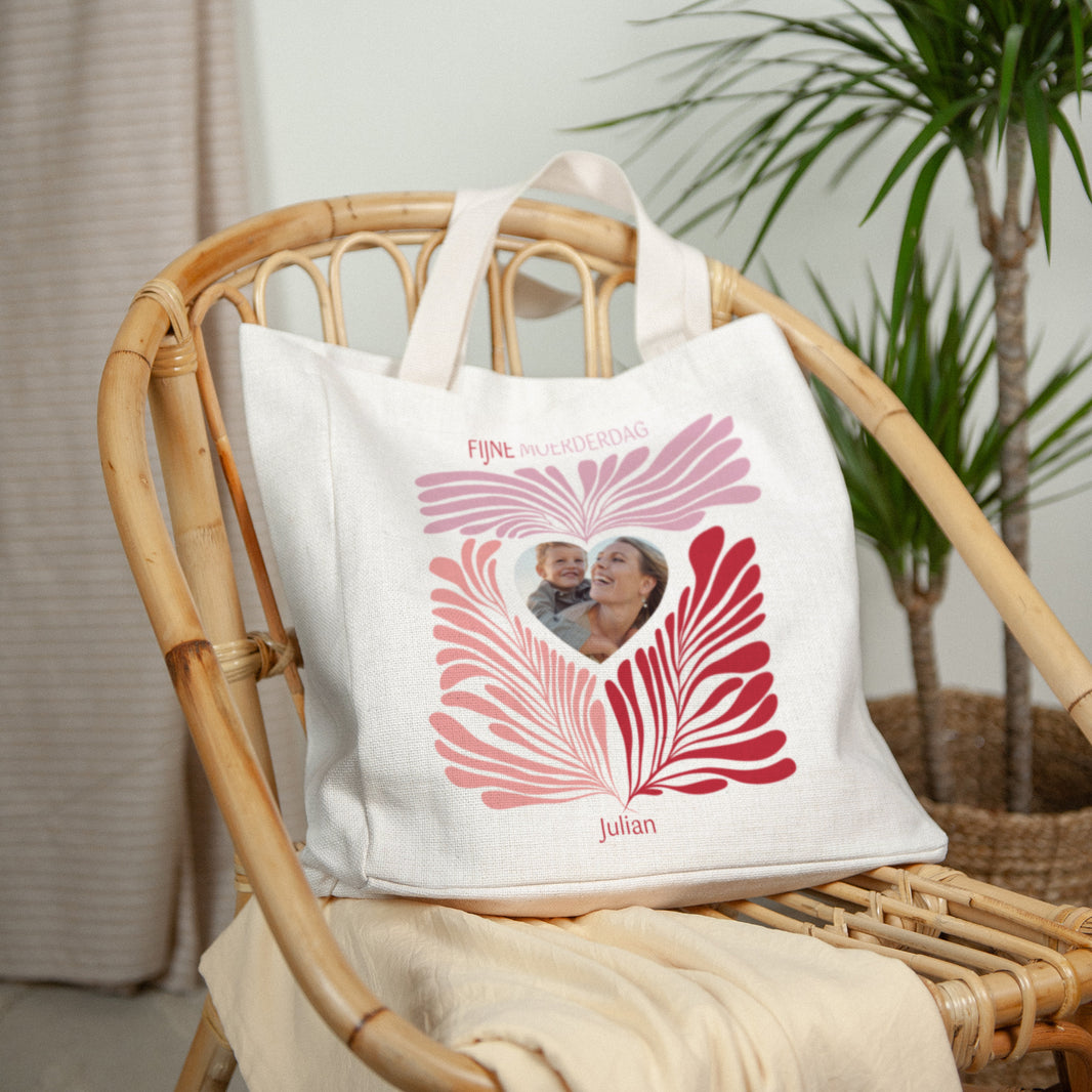 Tote Bag Objecten Handgreep van canvas Roze bladeren foto N° 2