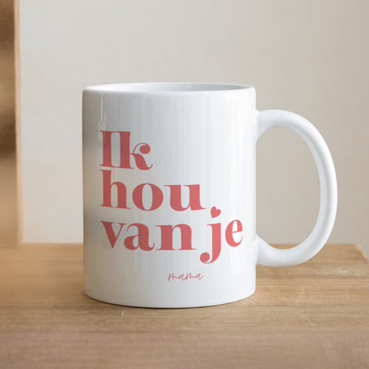 Mok Objecten Wit Ik hou van je mam. foto