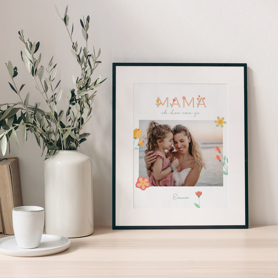 Poster Objecten Portret Lieve Mama bloemrijk foto