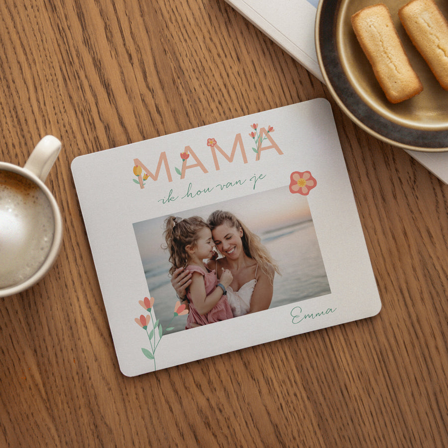 Muismat Objecten Rechthoek Lieve Mama bloemrijk foto