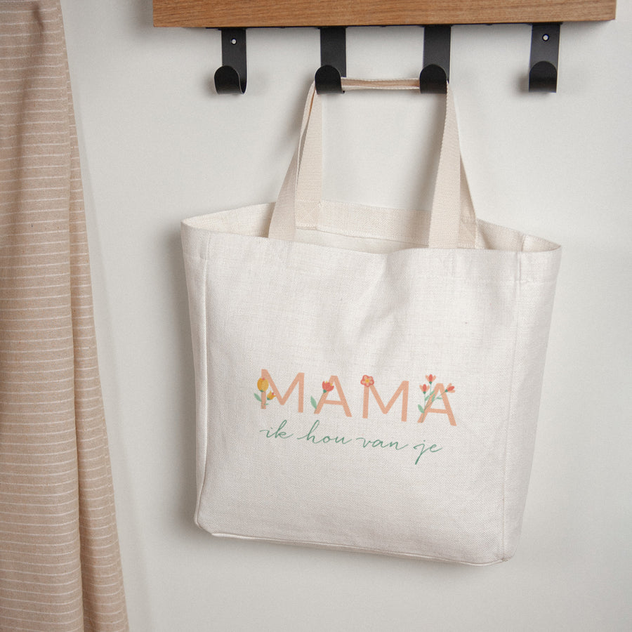 Tote Bag Objecten Handgreep van canvas Lieve Mama bloemrijk foto