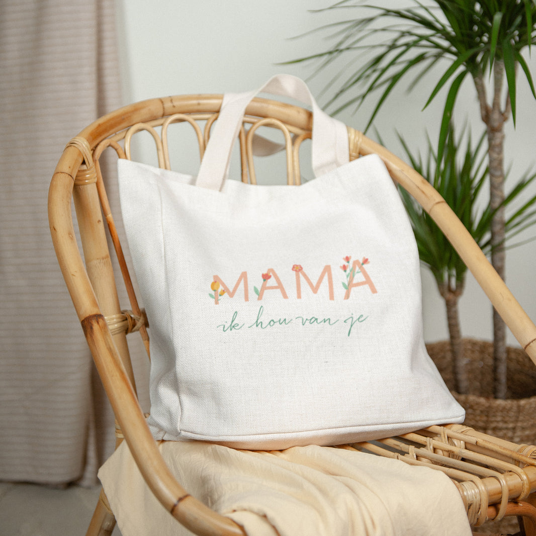 Tote Bag Objecten Handgreep van canvas Lieve Mama bloemrijk foto N° 2