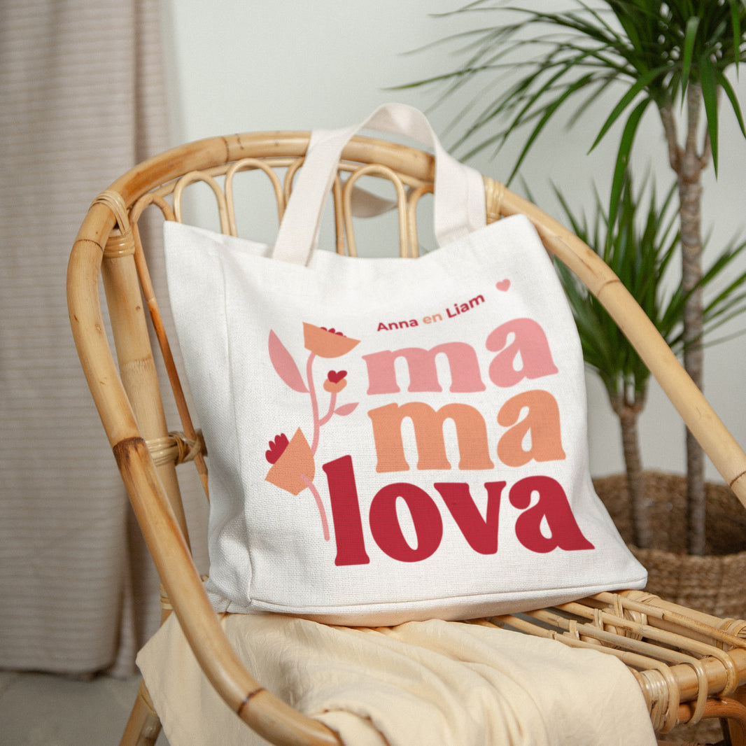 Tote Bag Objecten Handgreep van canvas Mama houdt van mij. foto N° 2