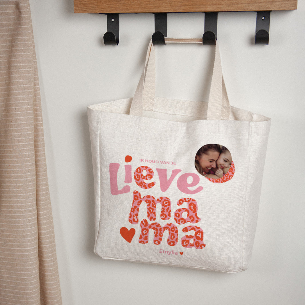 Tote Bag Objecten Handgreep van canvas Mama Luipaard foto N° 1