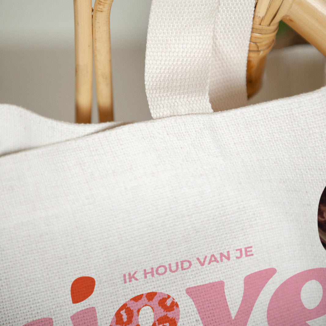 Tote Bag Objecten Handgreep van canvas Mama Luipaard foto N° 3