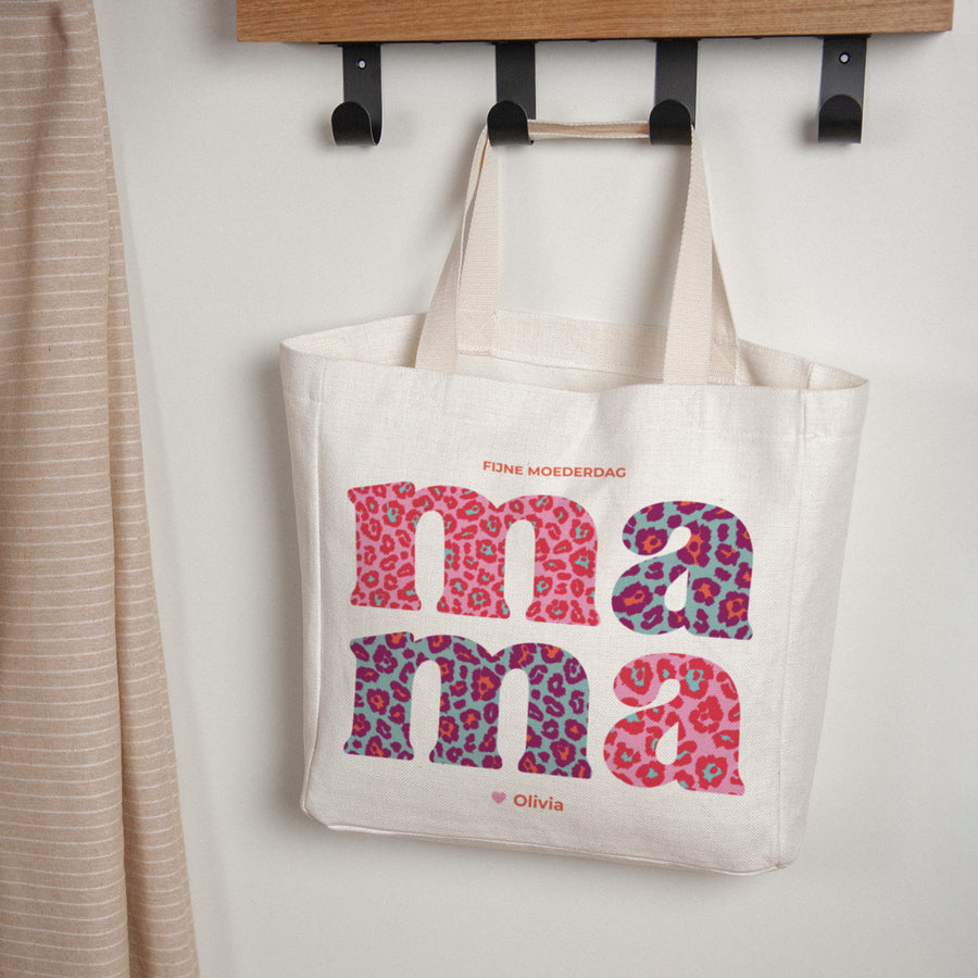 Tote Bag Objecten Handgreep van canvas Leopard Mamma foto