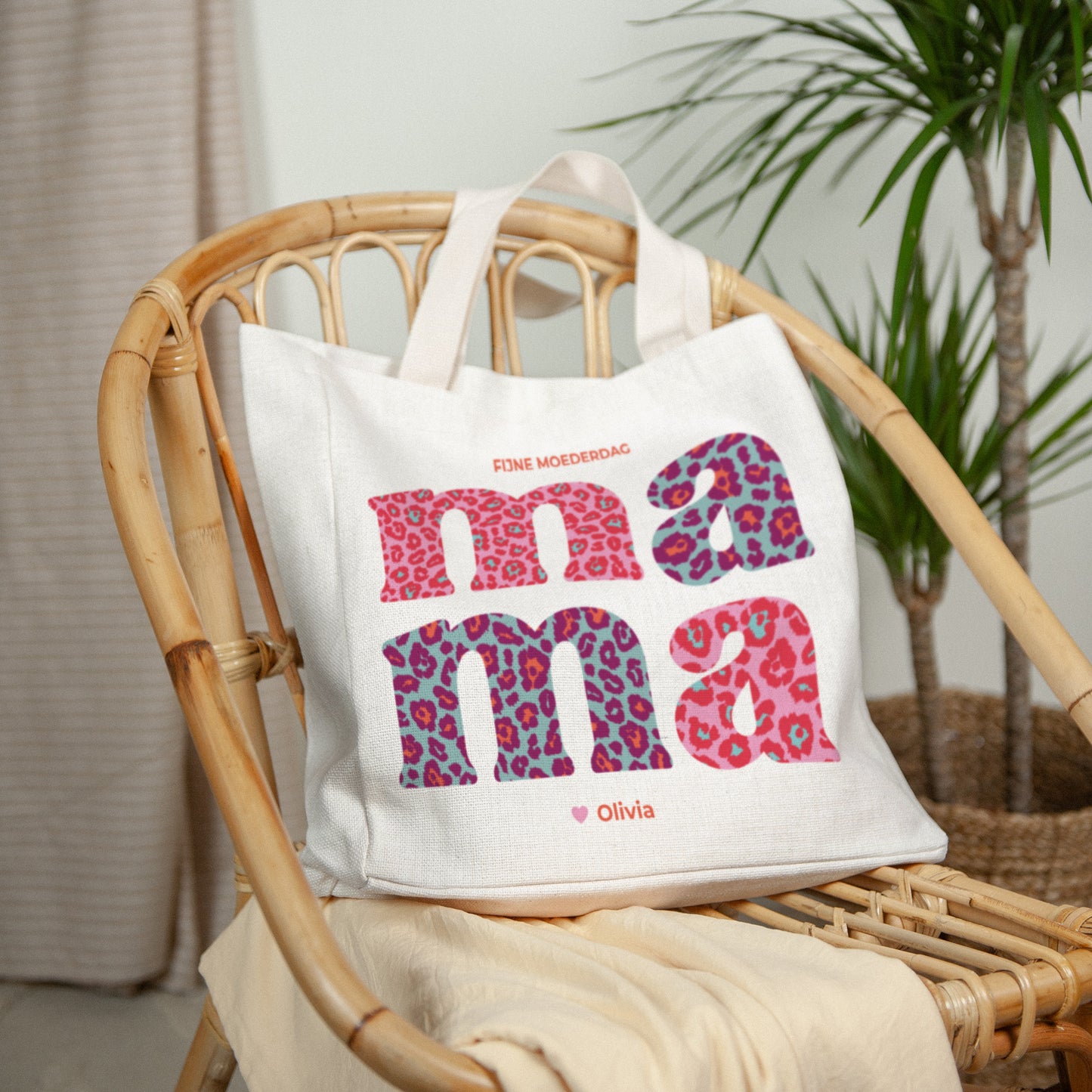 Tote Bag Objecten Handgreep van canvas Leopard Mamma foto N° 2