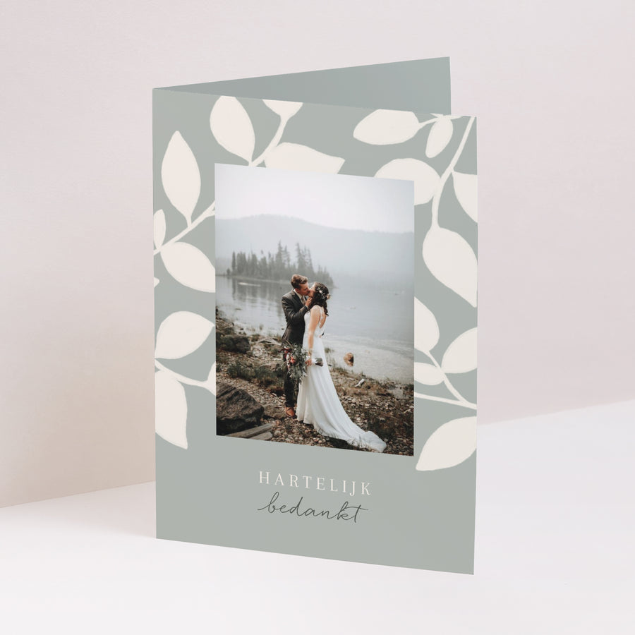 Bedankkaart Huwelijk Portret dubbele vouw Zachte romantiek foto