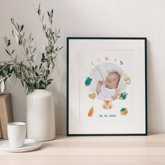 Poster Geboorte Portret Zacht Pastel II foto