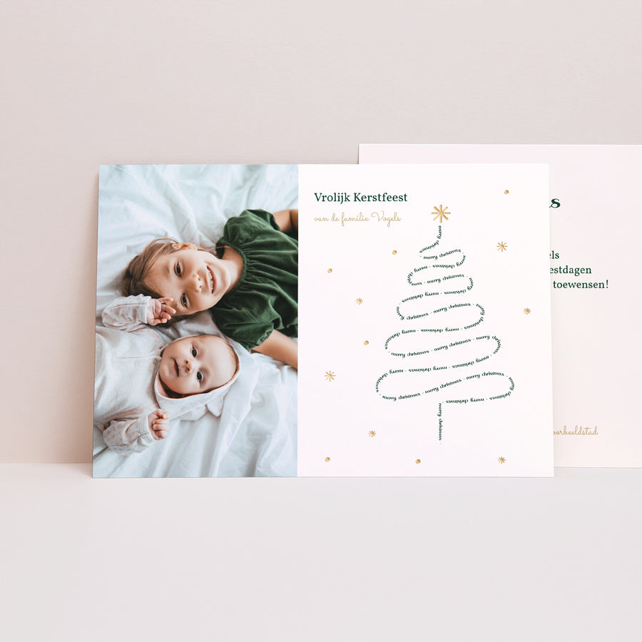 Kerstkaart Eindejaar Landschap Vrolijk kerstfeest II foto