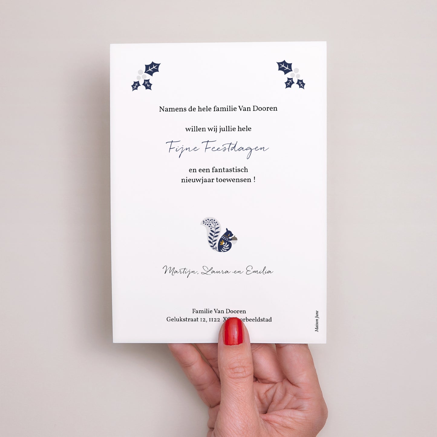 Kerstkaart Eindejaar Ho ho ho blauw foto N° 3