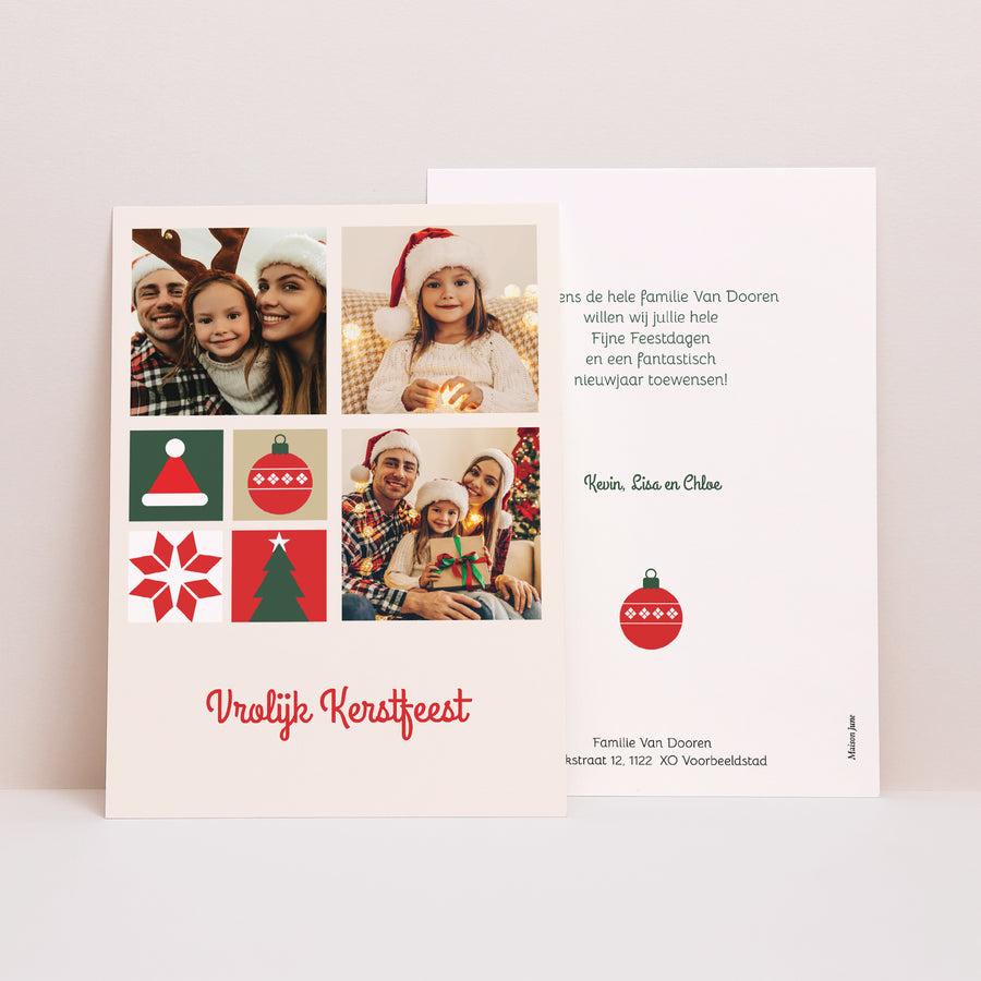 Kerstkaart Eindejaar Kerst quadri foto