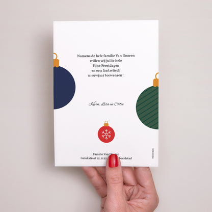Kerstkaart Eindejaar Kerstballen foto N° 3