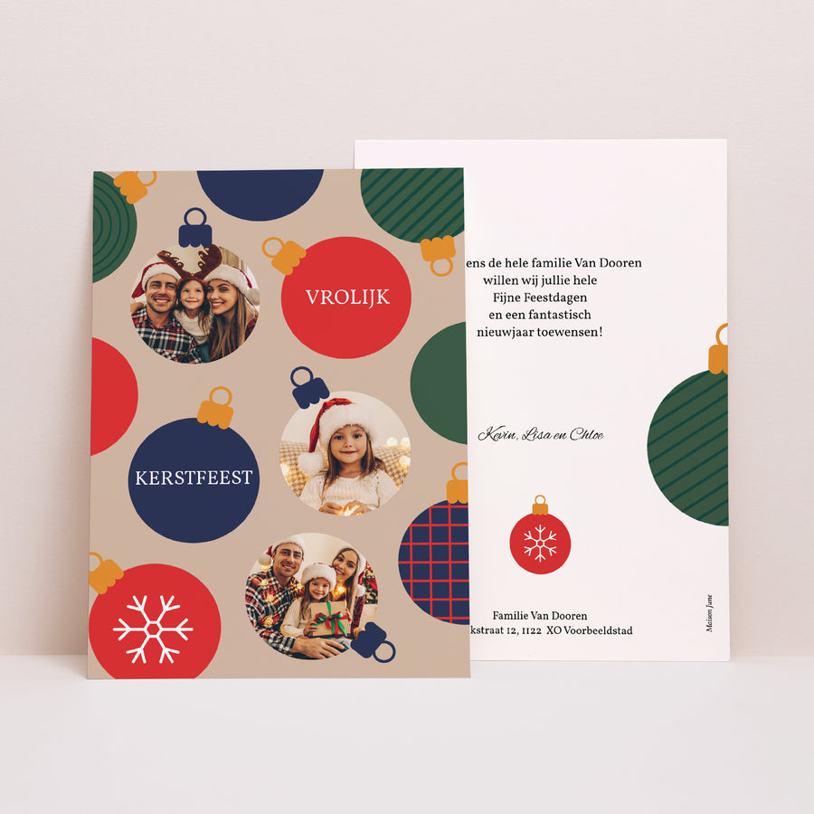 Wenskaart Eindejaar Kerstballen foto