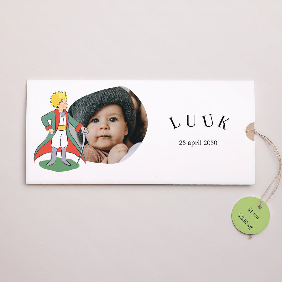 Uitnodigingskaart Geboorte Mapje 2 kaarten, label Onze kleine held foto