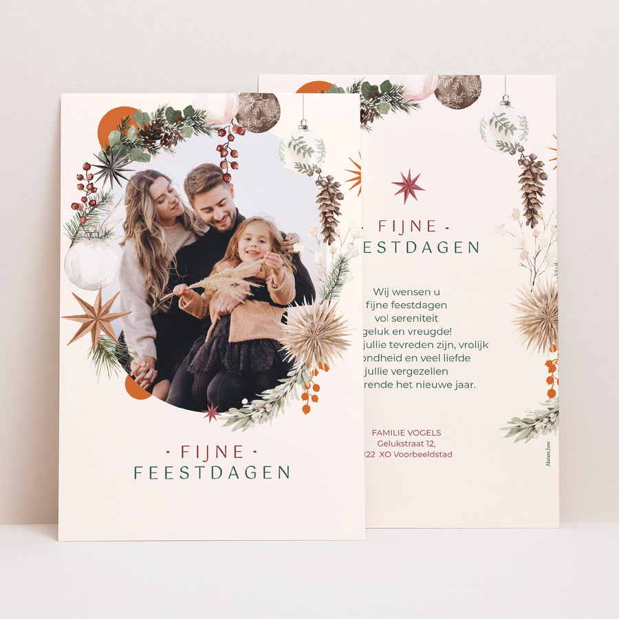 Kerstkaart Eindejaar Portret Portret in feest foto