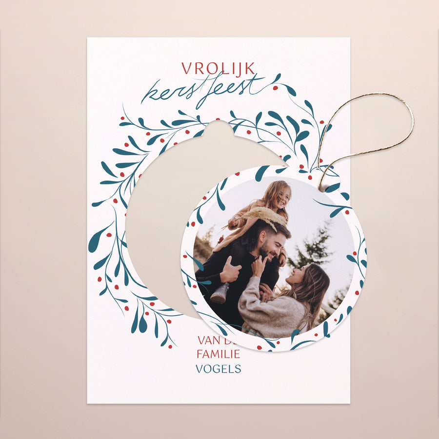 Kerstkaart Eindejaar Afneembaar Kroon van hulst foto