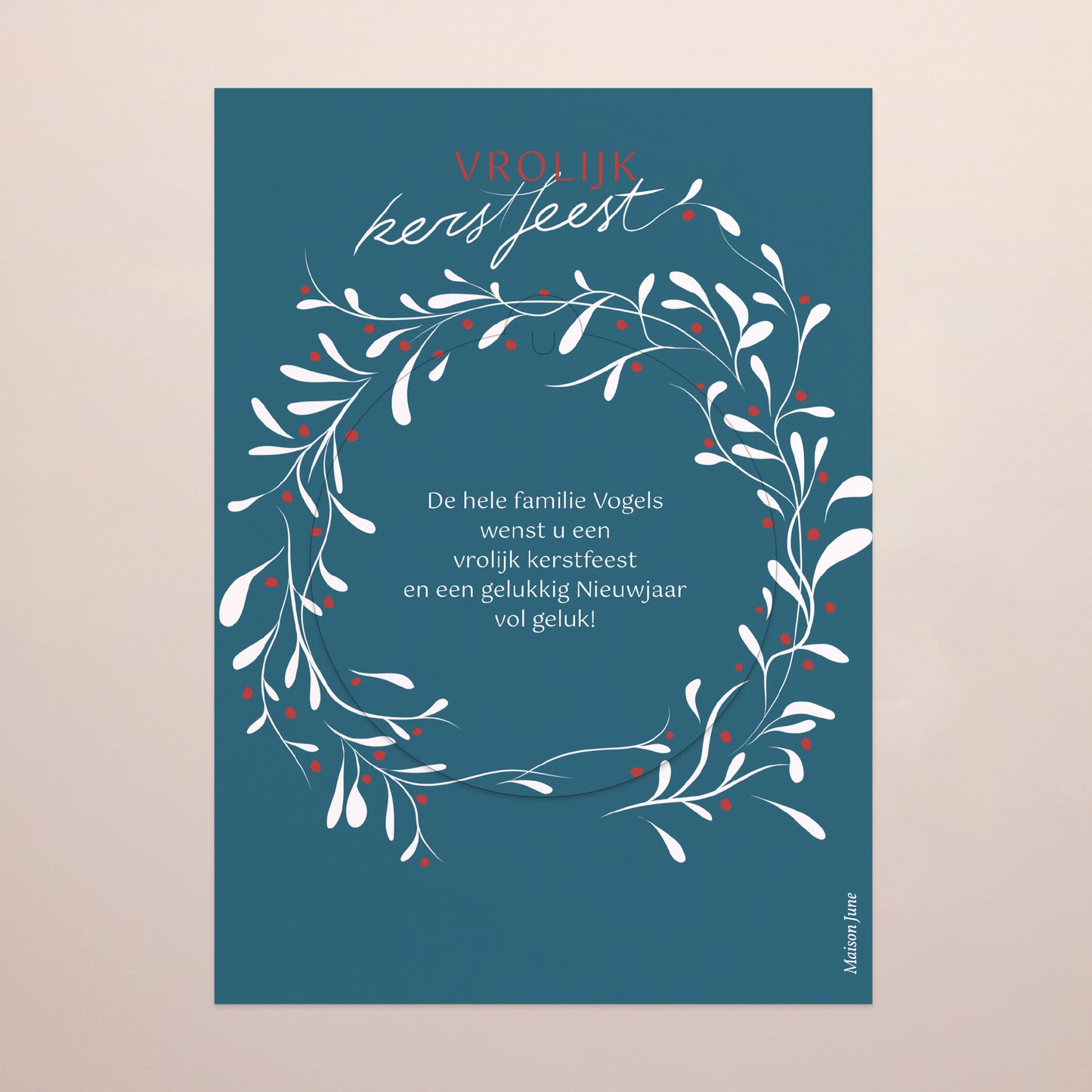 Kerstkaart Eindejaar Afneembaar Kroon van hulst foto N° 3