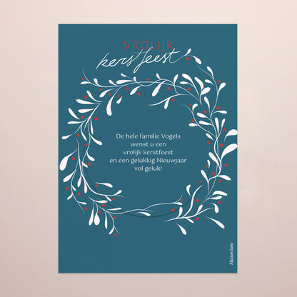 Kerstkaart Eindejaar Afneembaar Kroon van hulst foto N° 3