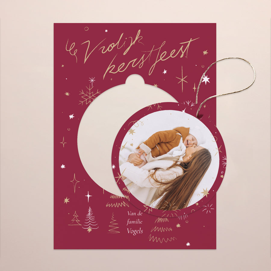 Kerstkaart Eindejaar Afneembaar Kerstgloed foto