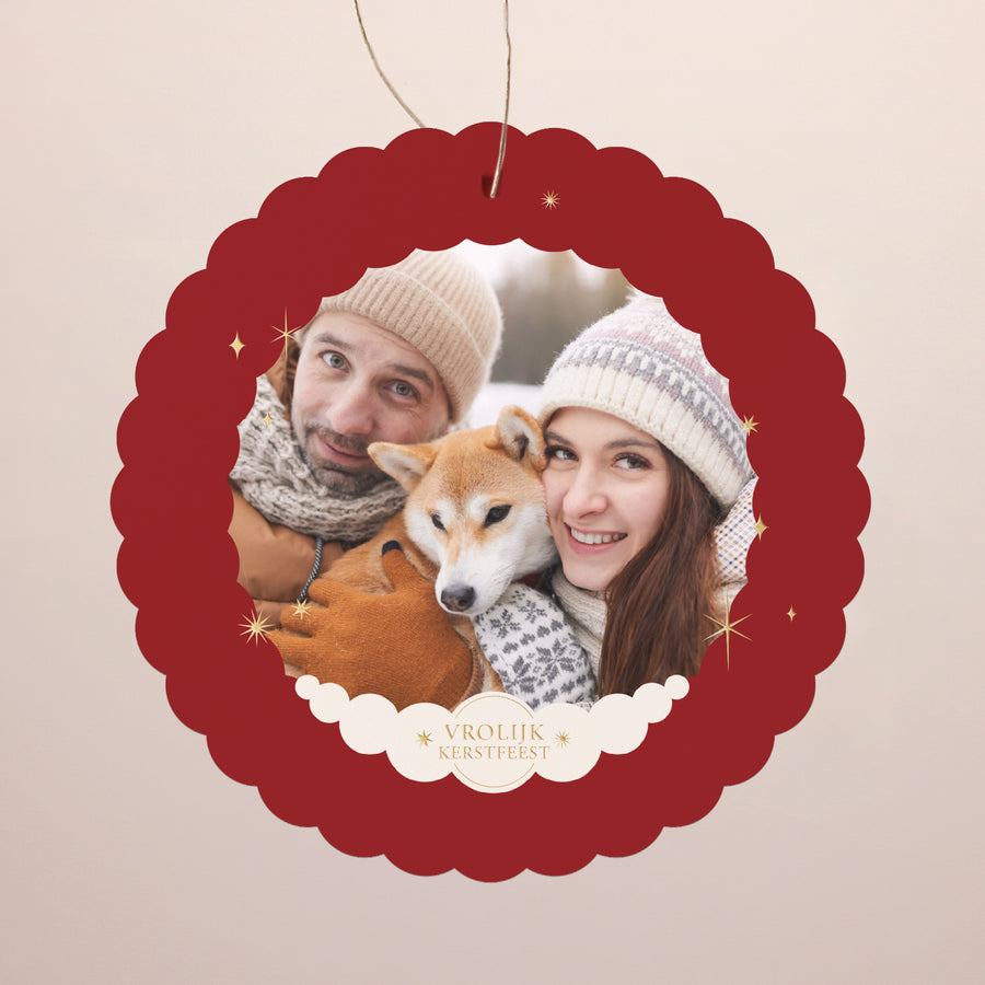 Kerstkaart Eindejaar Om op te hangen. Kerstwarmte foto