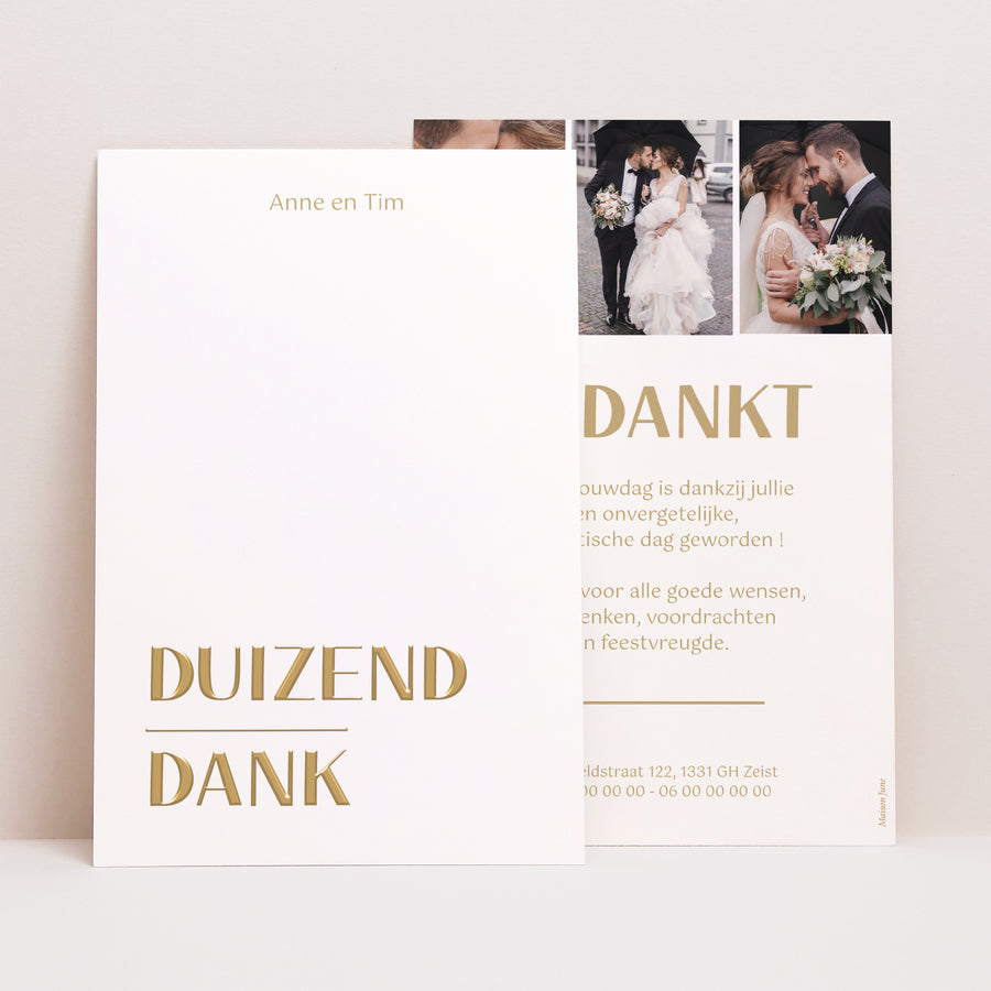 Bedankkaart Huwelijk Portret Duizend dank. foto