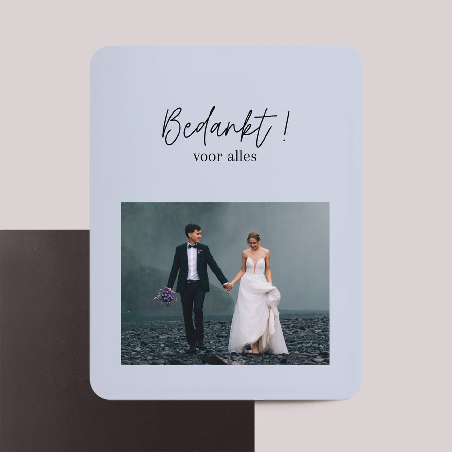 Bedankkaart Huwelijk Set van 8, magnetisch, rechthoek met afgeronde hoeken Badankt ! foto