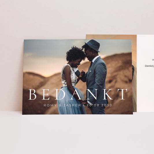 Bedankkaart Huwelijk Landschap B E D A N K T foto
