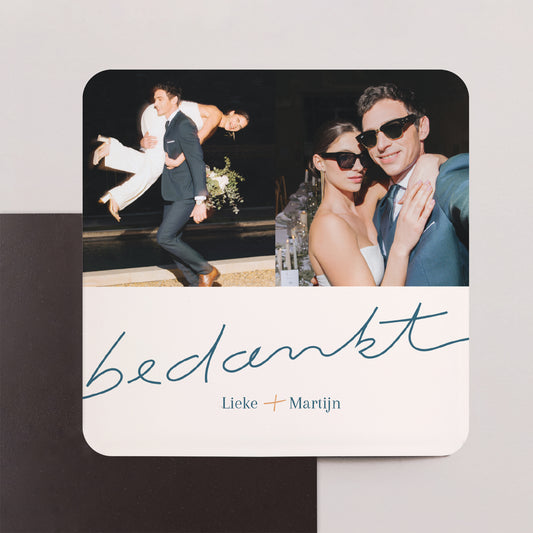 Bedankt Huwelijk Set van 8, magnetisch, vierkante afgeronde hoeken Oneindige dankbaarheid foto
