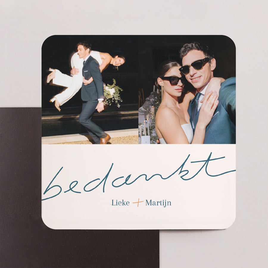 Bedankt Huwelijk Set van 8, magnetisch, vierkante afgeronde hoeken Oneindige dankbaarheid foto