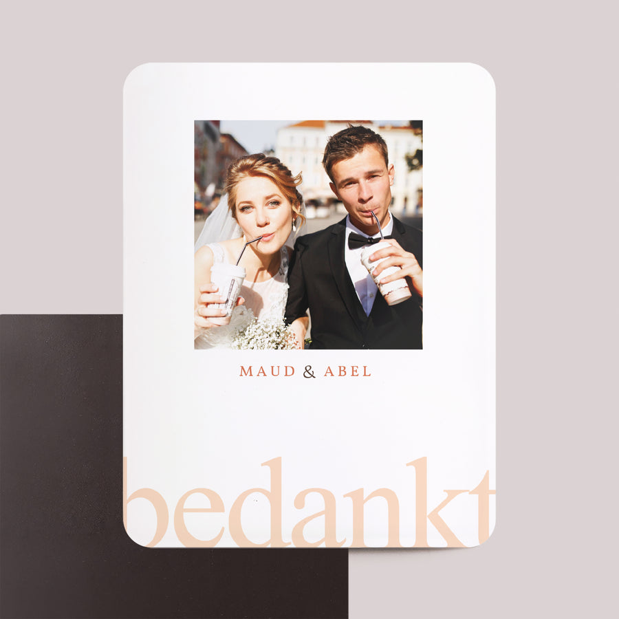 Bedankkaart Huwelijk Set van 8, magnetisch, rechthoek met afgeronde hoeken Erkenning foto
