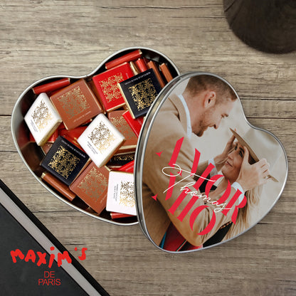 Metalen doos Objecten hart, gevuld met chocolaatjes Amor Mio foto N° 1