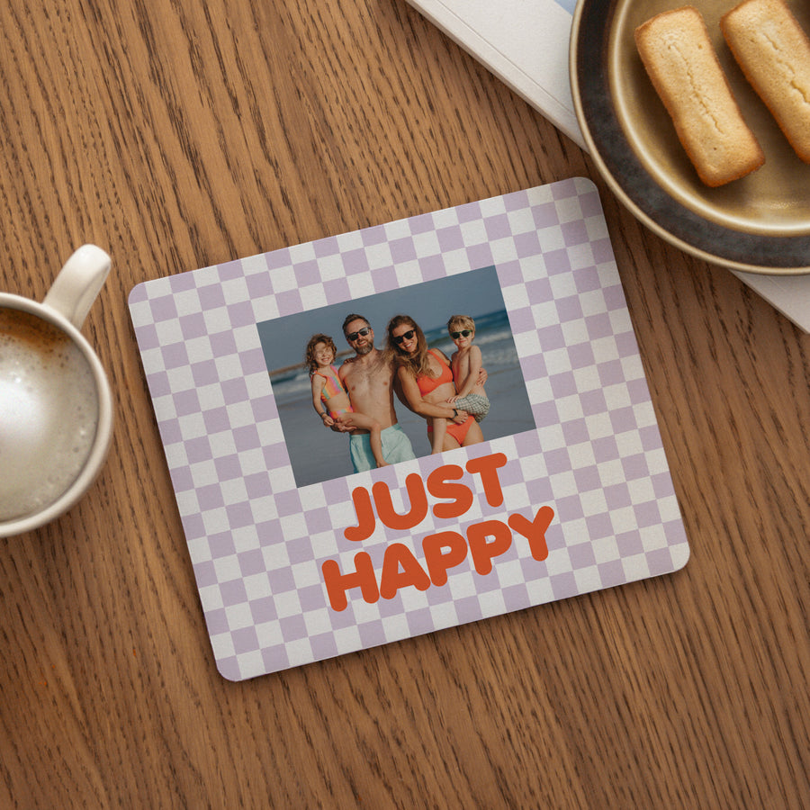 Muismat Objecten Rechthoek Just Happy foto