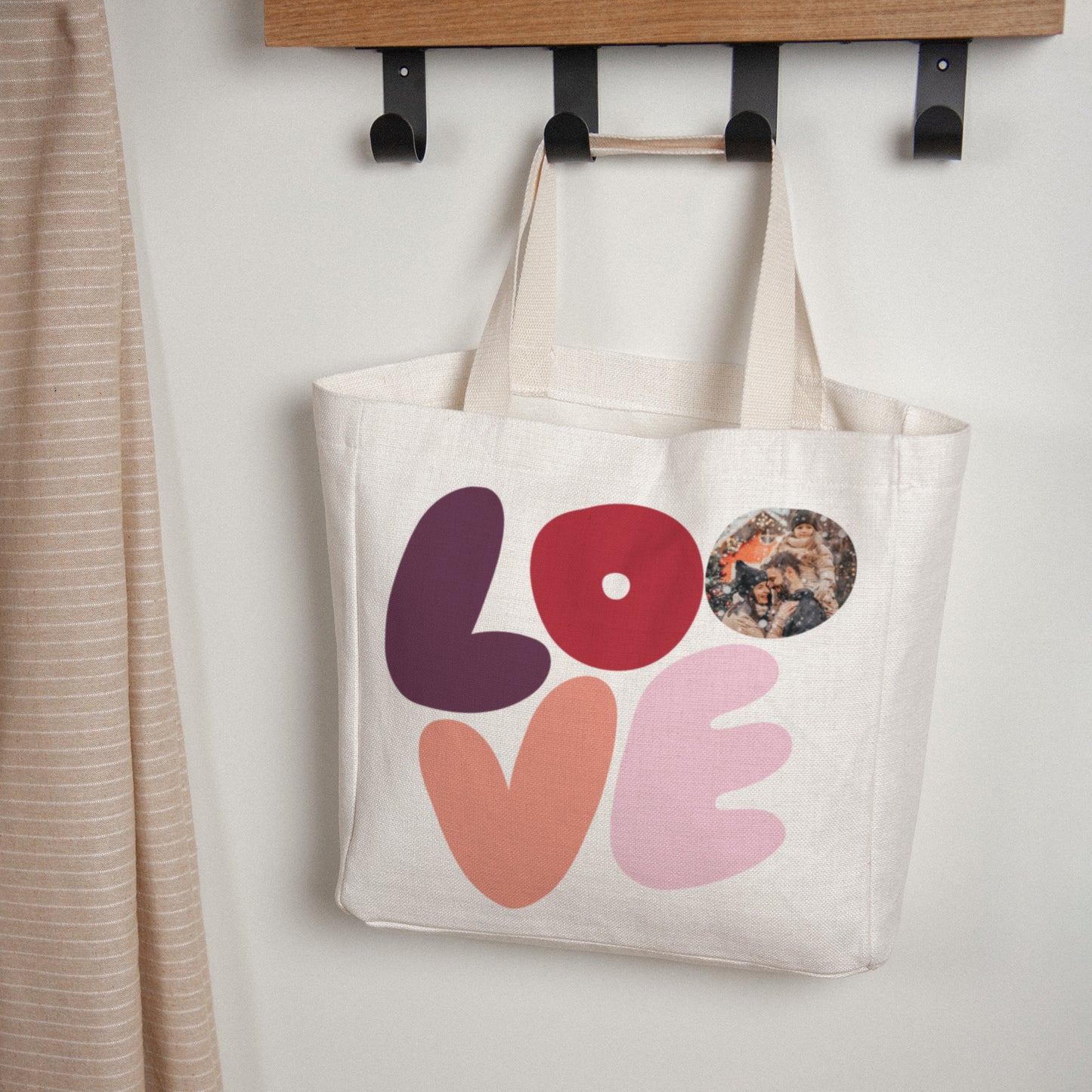 Tote Bag Objecten Handgreep van canvas LIEFDE foto N° 1