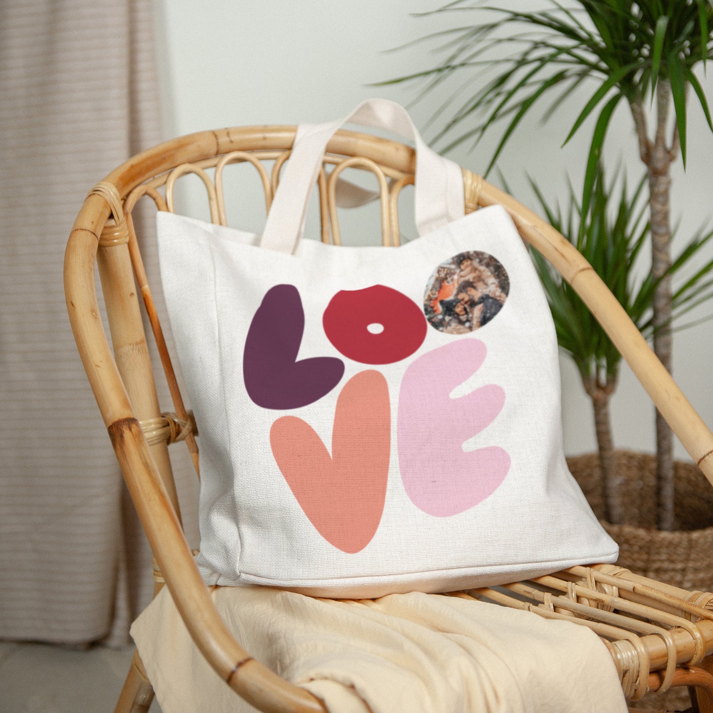 Tote Bag Objecten Handgreep van canvas LIEFDE foto N° 2