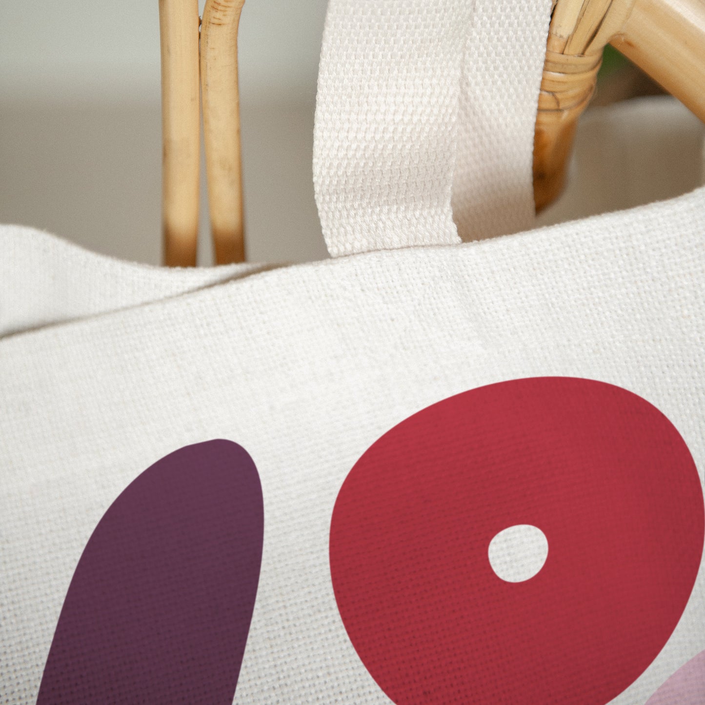 Tote Bag Objecten Handgreep van canvas LIEFDE foto N° 3