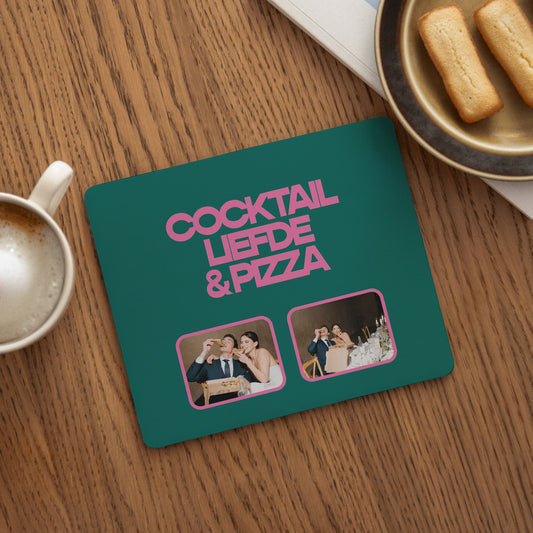 Muismat Objecten Rechthoek Cocktail, liefde en pizza foto