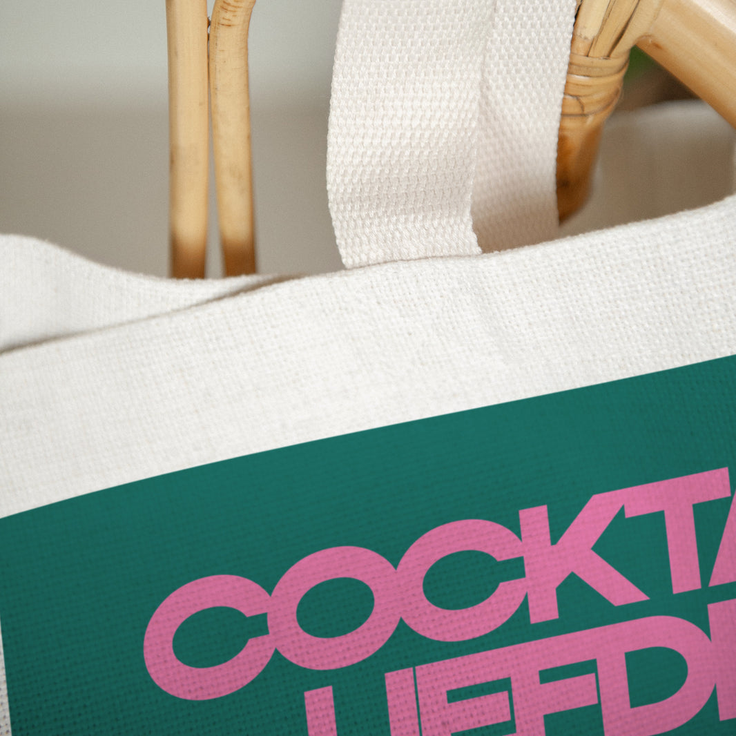 Tote Bag Objecten Handgreep van canvas Cocktail, liefde en pizza foto N° 3