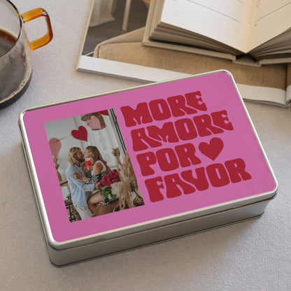 Metalen doos Objecten rechthoek, gevuld met chocolaatjes More amor por favor foto N° 2