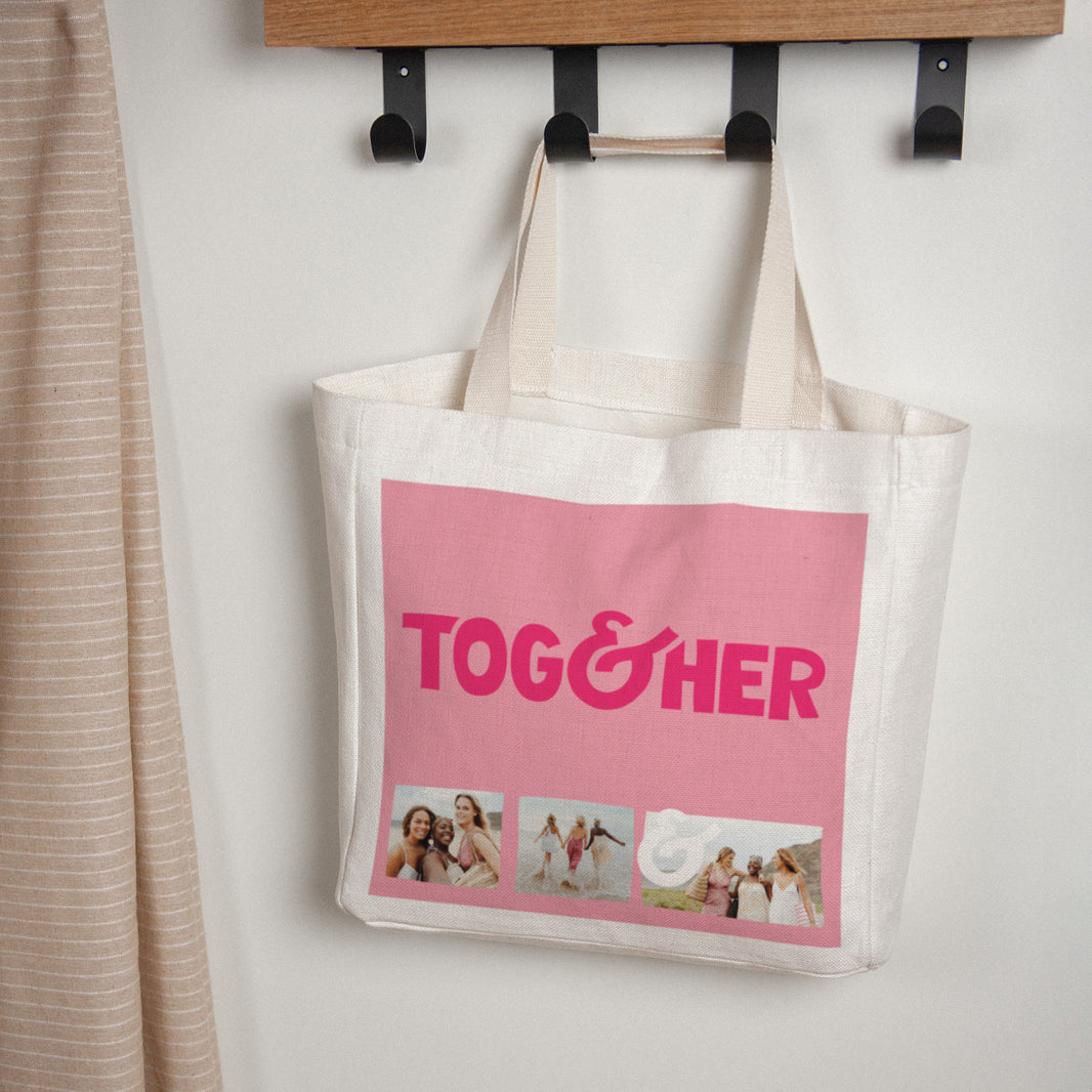 Tote Bag Objecten Handgreep van canvas Samen kleuren foto N° 1