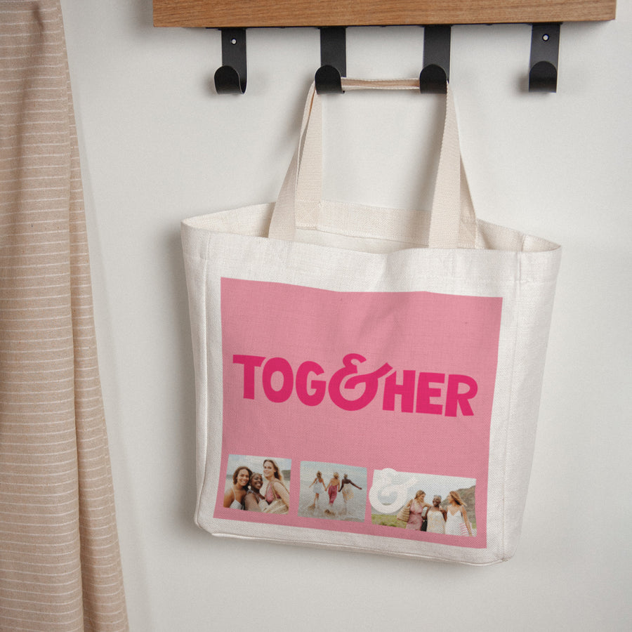 Tote Bag Objecten Handgreep van canvas Samen kleuren foto