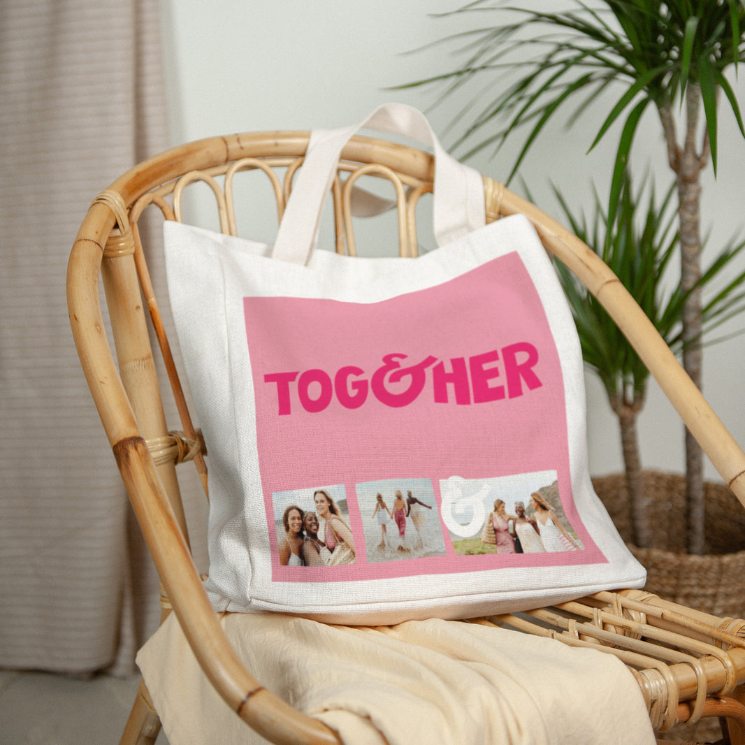 Tote Bag Objecten Handgreep van canvas Samen kleuren foto N° 2