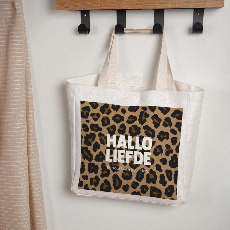 Tote Bag Objecten Handgreep van canvas Hallo liefde luipaard foto