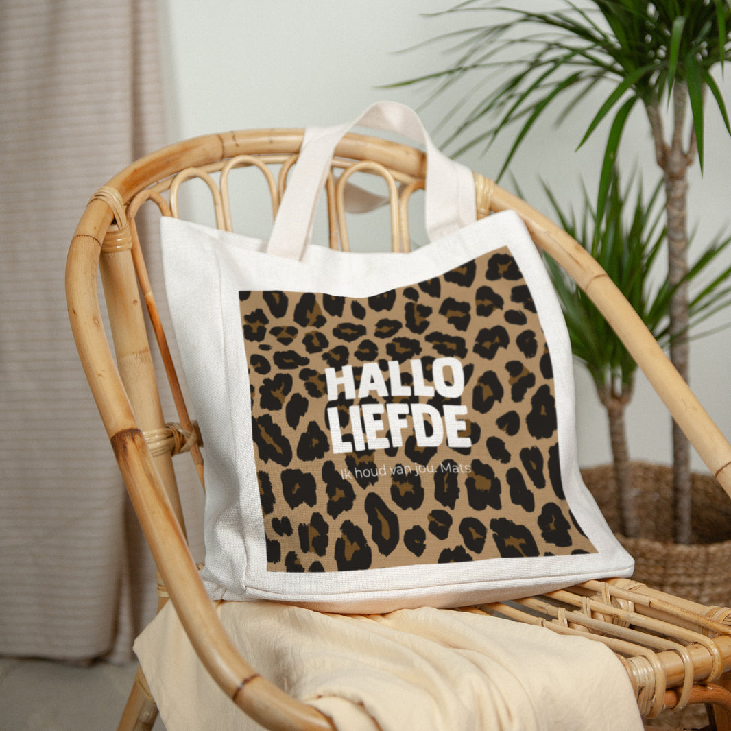 Tote Bag Objecten Handgreep van canvas Hallo liefde luipaard foto N° 2