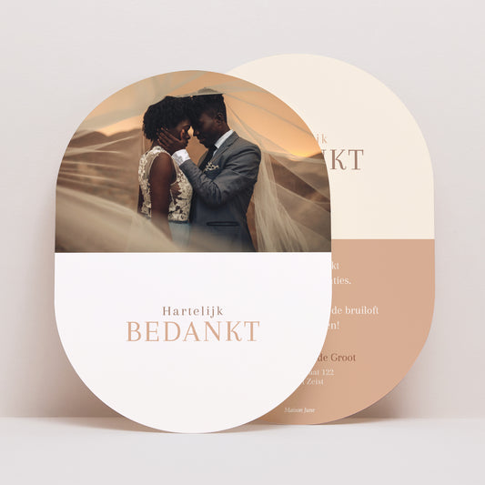 Bedankkaart Huwelijk Ovaal Savannah foto