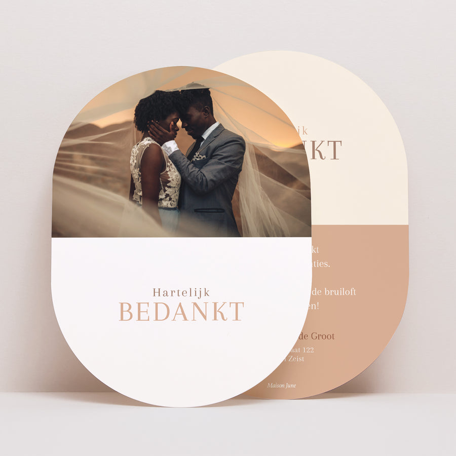 Bedankkaart Huwelijk Ovaal Savannah foto