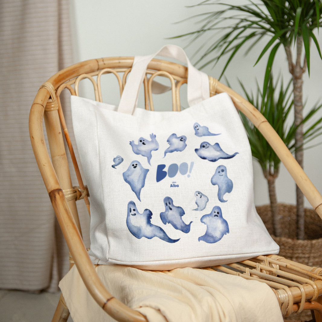 Tote Bag Objecten Handgreep van canvas Blauwe geest foto N° 2