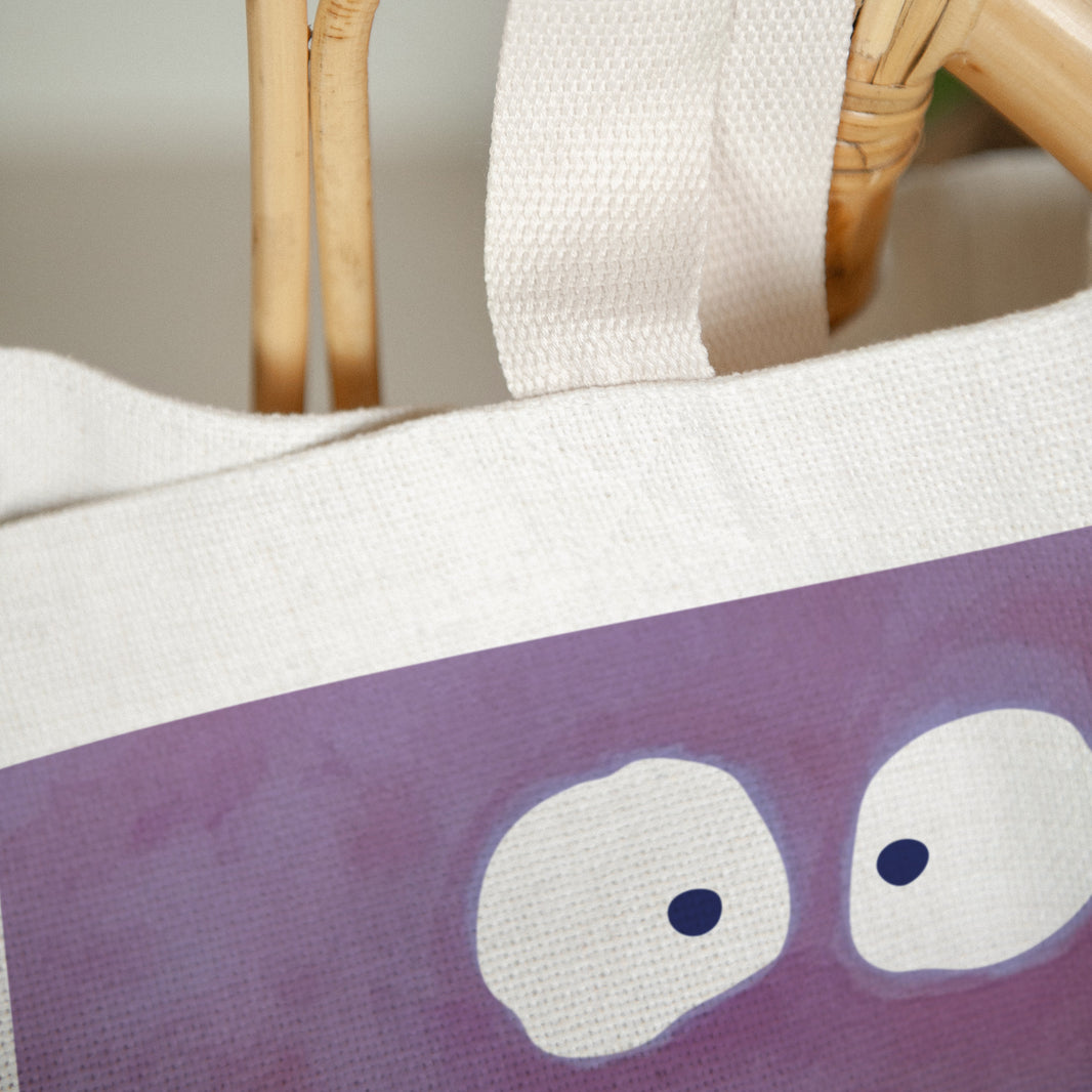 Tote Bag Objecten Handgreep van canvas Paarse monster foto N° 3